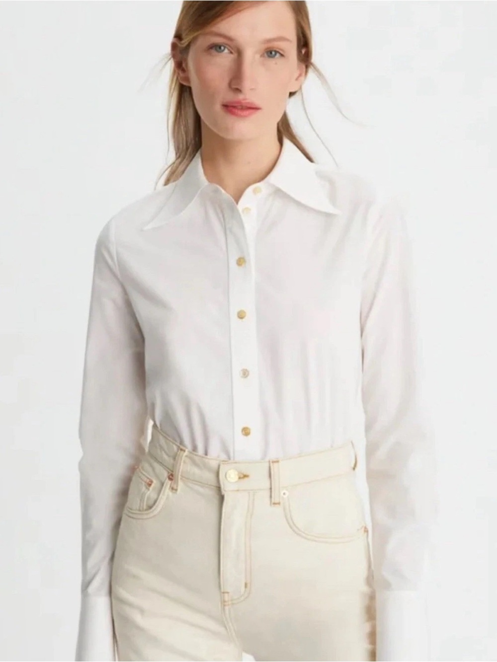 Tory Burch White Cotton Poplin Shirt/Button-down Size: 4
